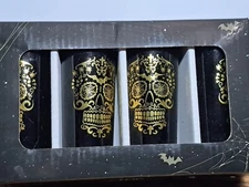 Skull Shot Glasses Black With Gold Colored Heads