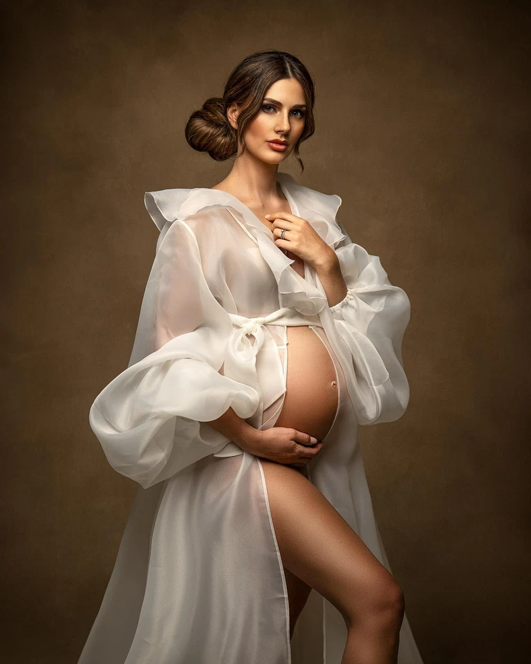 Albornoz de tul para mujer batas de maternidad baby shower sesión de fotos cumpleaños Foto 3 de 4