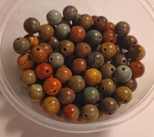 Natural Gemstone Picasso Jasper Reds Loose Bead 6mm