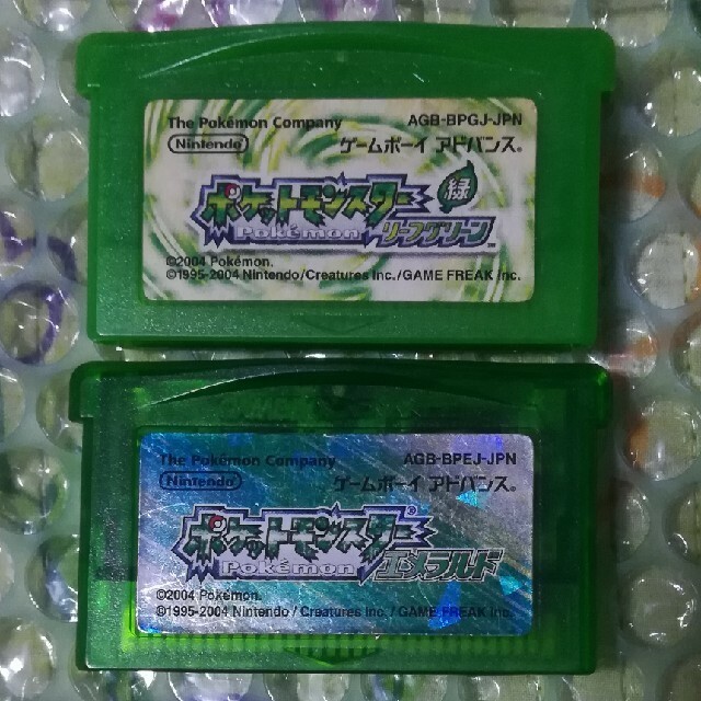 NINTENDO Pokemon Emerald & Leaf Green set / Game Boy Advance GBA / Used Japanese