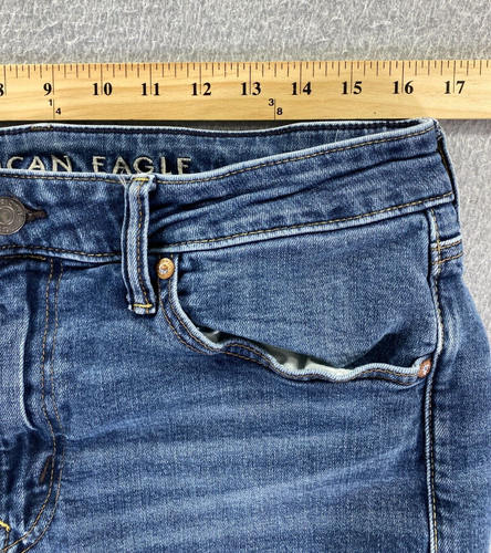 Jeans uomo American Eagle atletico flex fit blu 33x27,5 elasticizzato baffo - Foto 5 di 10