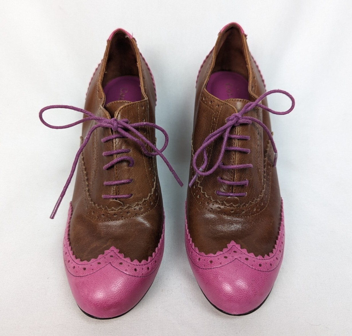 COLE HAAN Air B Lucinda Oxford Brown Pink Pumps Heels