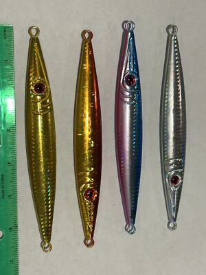 Set Of 4 100 Gram Slow Pitch Fast Fall Jig Fishing Lure Tuna Mahi Big Game Fish