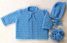 Vintage Baby Sweater Cap Booties Knitting Set Pattern