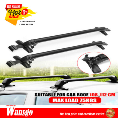 Universal 43.3-Inch Window Frame Roof Rack – Black Crossbars For Luggage, Sports Gear & Camping