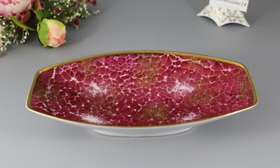 Thomas Porzellan - Schale 22 x 12 cm. Dekor: Pink Rosa / Gold dekoriert.