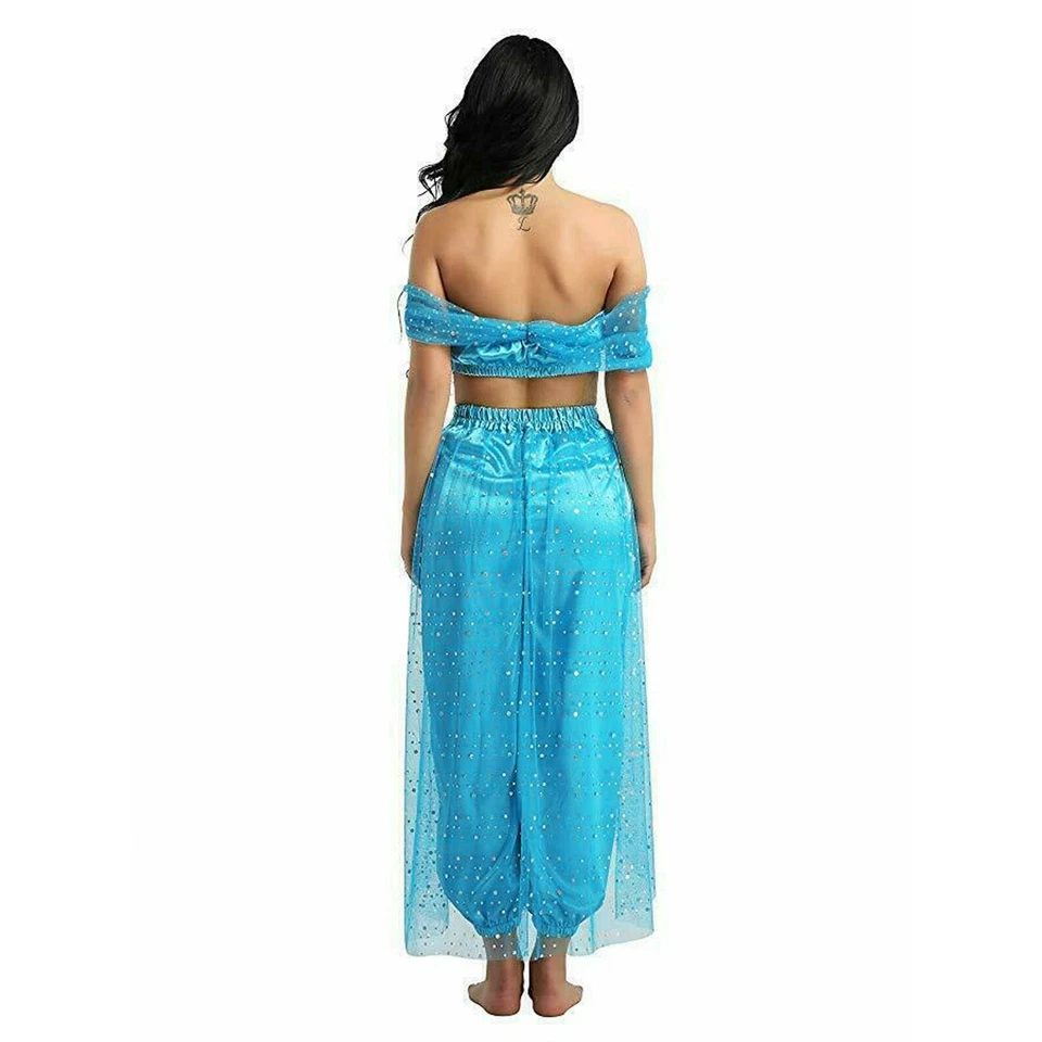 Aladdin Jasmine Princess Cosplay Women Girl Fancy Dress Halloween Party Costume - Image 4 of 4
