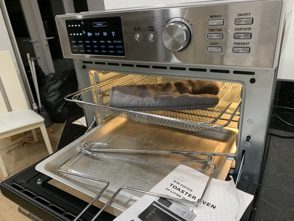 30L Air Fryer Oven with rotisserie, 1800W 21 Preset Mode Countertop