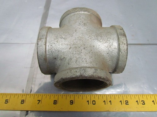 Grinnell 2" NPT Malleable Iron Galvanized Pipe Cross Class 150 USA