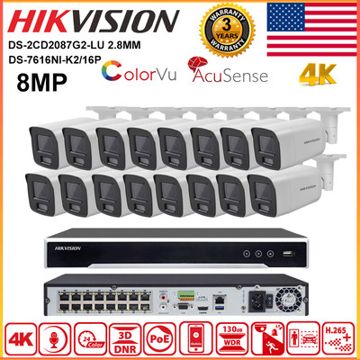 Hikvision 12MP 16ch Camera System Kit 4K 8MP ColorVu IP Camera Acusense Mic Lot