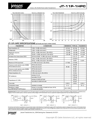 Line Input Transformer-1:1 High-Z Balanced, Jensen Transformers