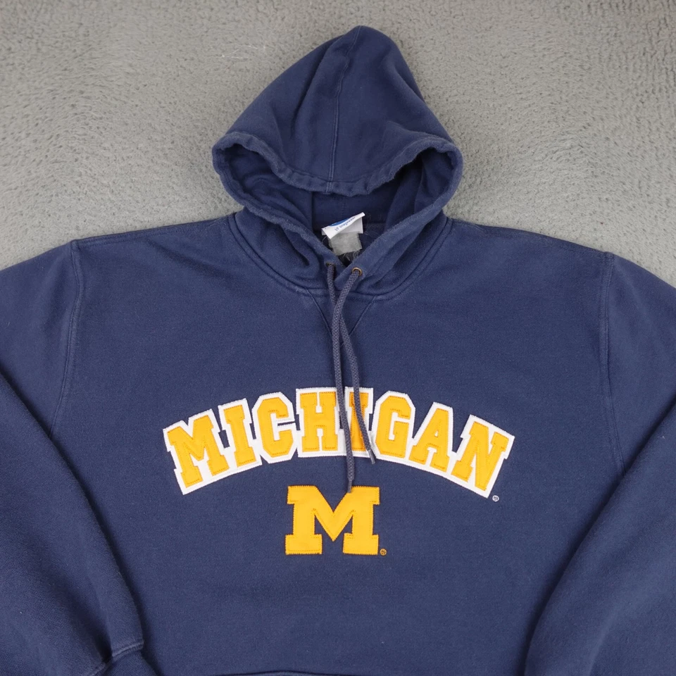 Michigan Wolverines Sweatshirt Mens Extra Large Blue Hoodie NFL Football - Image 3 of 4