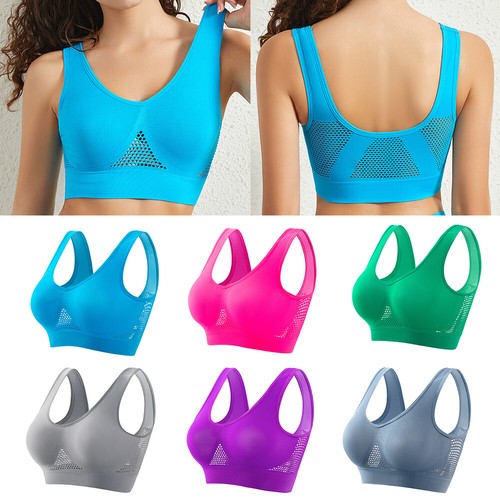 Women Breathable Cool Liftup Bra Large Size Comfortable Mesh Sports Yoga Bra "