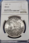 1887 NGC MS63 Morgan Silver Dollar Choice BU Uncirculated Beautiful Coin!