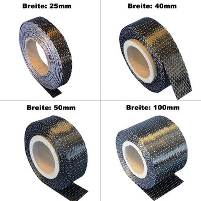 Unidirektional Carbongewebeband 340 g/m² Carbon Verstärkung HP-U340C 4 Breiten