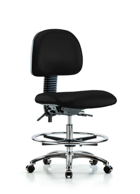 Thermo Fisherbrand Black Vinyl Lab Chair w/Chrome Foot Ring & Casters  14359895