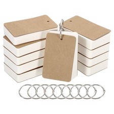 500pcs 3.5" x 2" Blank Flash Cards with Rings Study Card Index Cards Note White 