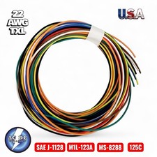 22 AWG TXL HIGHTEMP AUTOMOTIVE POWER WIRE 8 SOLID COLORS 25 FTEA 200' bwrgybbo