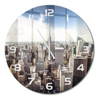 Runde Glas-Wanduhr Als Runde Wanduhr Aus Glas New York WeißE Zeiger Fi60 Cm