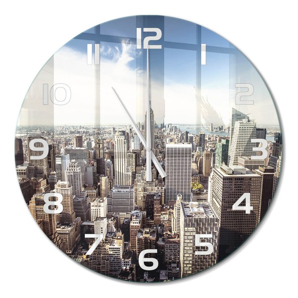 Runde Glas-Wanduhr Als Runde Wanduhr Aus Glas New York WeißE Zeiger Fi60 Cm-image