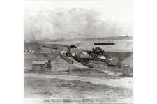 Mount Diablo,from Benicia,Solano County,River,ship,buildings,California,CA,1866