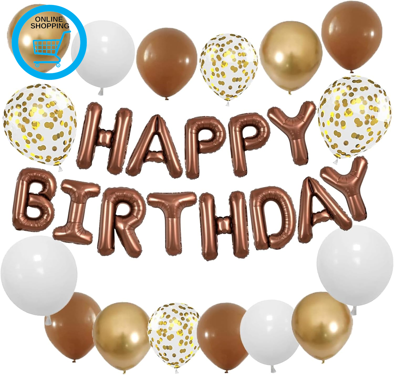 Brown Birthday Decorations Foil Happy Birthday Balloon Banner Confetti Balloons