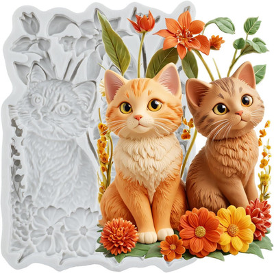 Cat Polymer Clay Mold Cat Silicone Resin Molds for DIY Crafts Epoxy Resin Castin