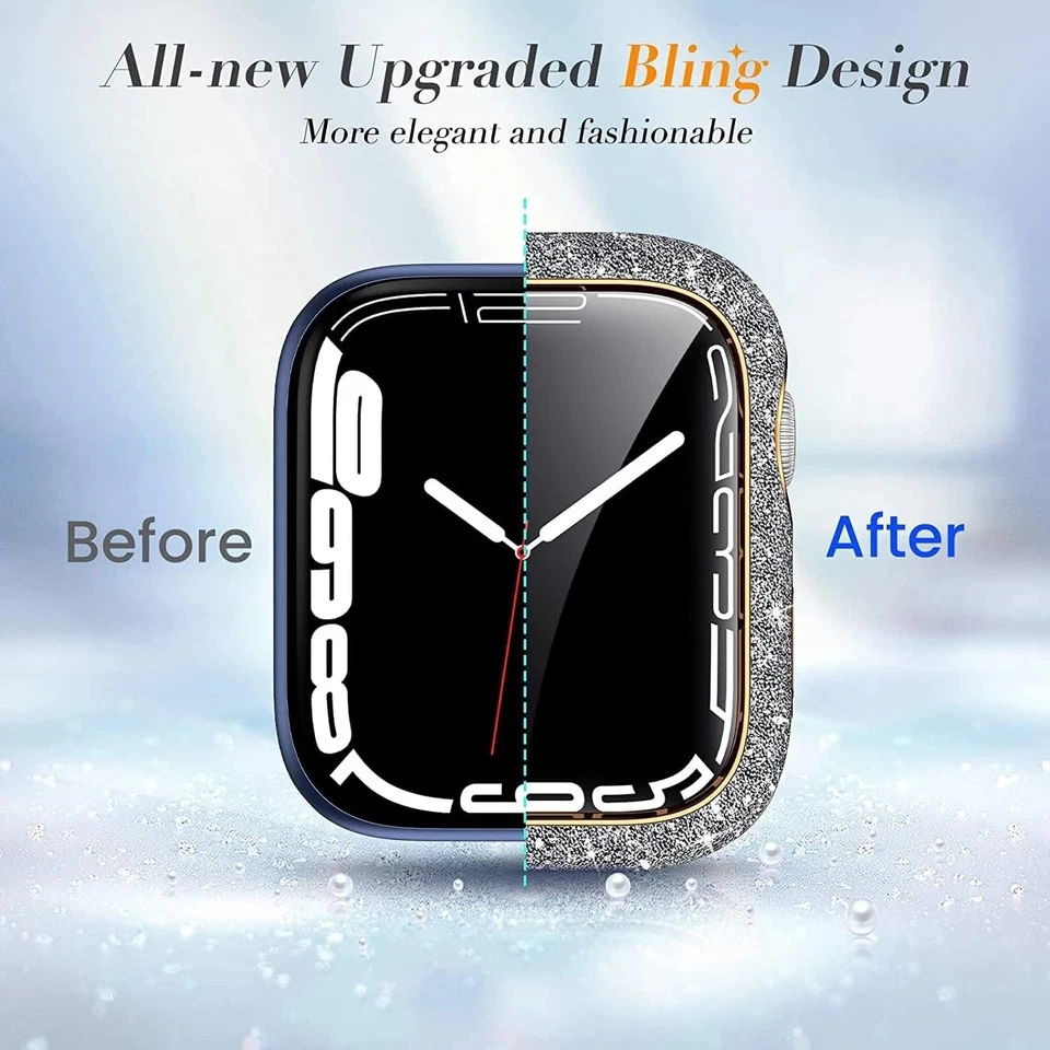 For Apple Watch 40/44/41/45mm Screen Protectors with Rhinestones for SE/Series 9 - Image 3 of 4