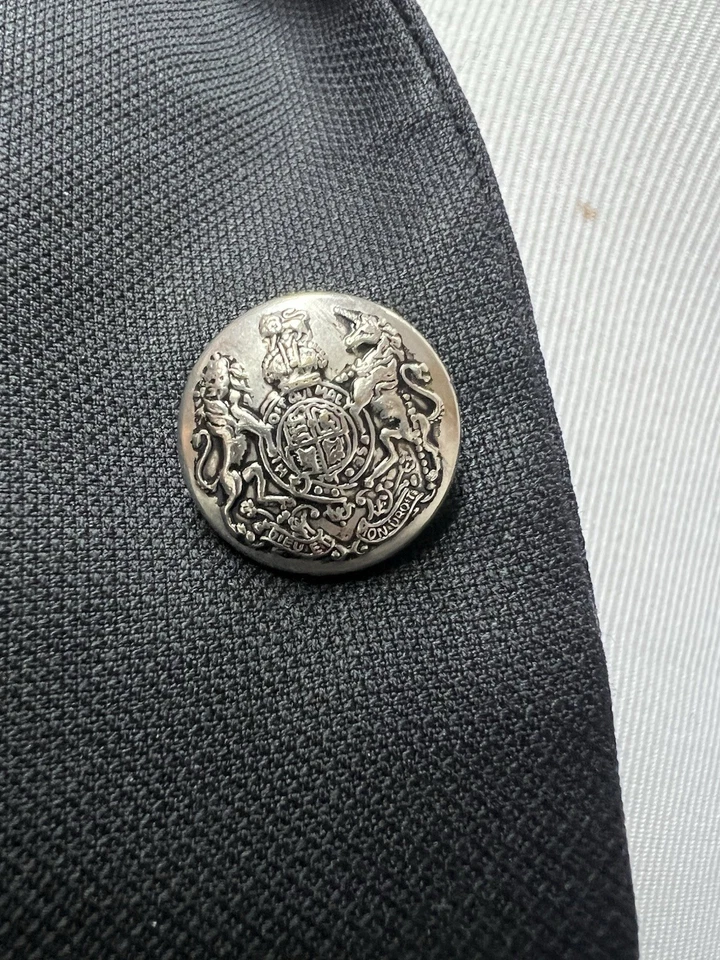 Chaqueta Blazer Samuelsohn Para Hombre 42R Negra Plateada 2 Botones Super 110 Lana Barberis Foto 2 de 4