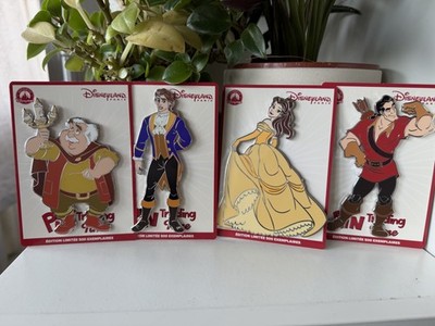 Set of 4 Disneyland Paris Trading Time EL ''Beauty and the Beast'' Large Pin