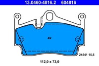 ATE Bremsbelagsatz Scheibenbremse 13.0460-4816.2 FüR Porsche 718 Boxster Cayman