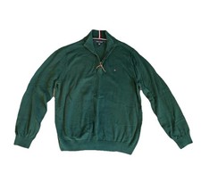 Tommy Hilfiger Men's 100 Cotton Green Pullover Knit 1/4 Zip Sweater Size XL