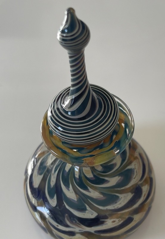 Jason Probstein Art Glass Pulled Perfume Bottle & Stopper 4”