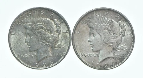 1923 & 1924 Peace Silver Dollar $1 Bullion Collection Lot *114