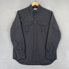 J Crew Shirt Men Medium Navy Blue CPO Button up Long Sleeve Solid Classic Preppy