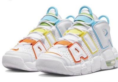 New Nike Air More Uptempo Mid White Rainbow - FJ4624-100 Size 9C