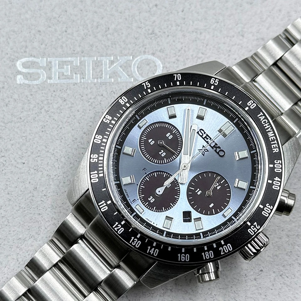Reloj cronógrafo Seiko Prospex Speedtimer para hombre esfera azul claro solar SSC935 Foto 3 de 4