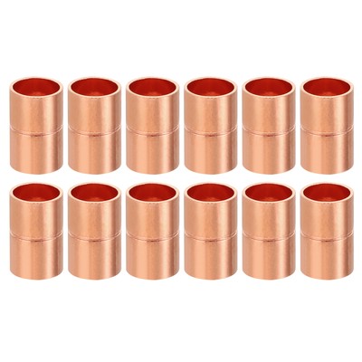 12Pcs 3/8 Inch ID Straight Copper Coupling Fittings Welding Joint for HVAC