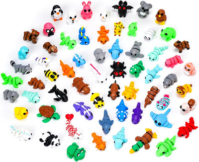 64Pcs Mini 3D Printed Animals Bulk, 3D Printed Articulated Flexible Fidget Toy,