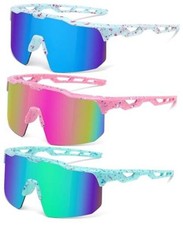 Youth Baseball Sunglasses for Boys Girls 65 Millimeters 3pack-green pink blue