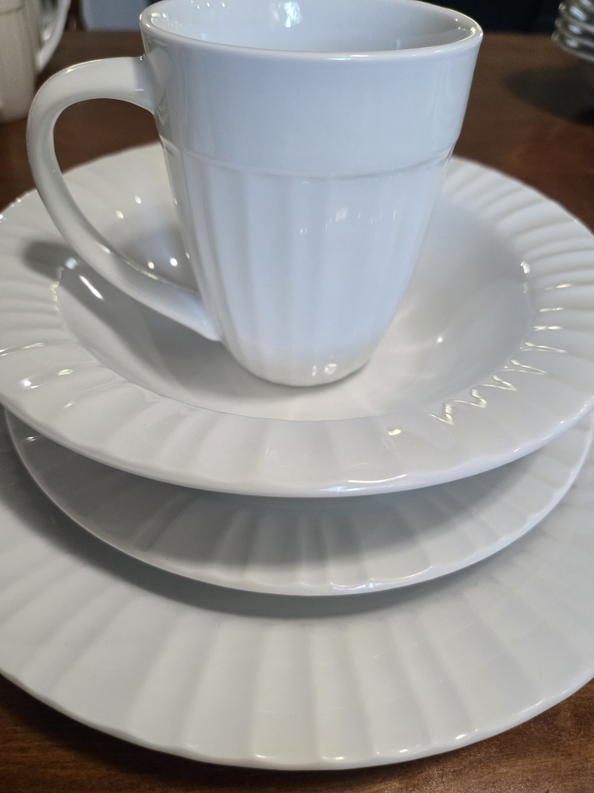 CorningWare Tableware FRENCH WHITE Stoneware 4 PC. Place Setting