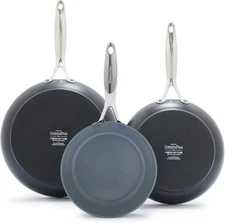 GreenPan Valencia Pro Hard Anodized Fry Pan Skillet Set 3 Piece Ceramic Nonstic