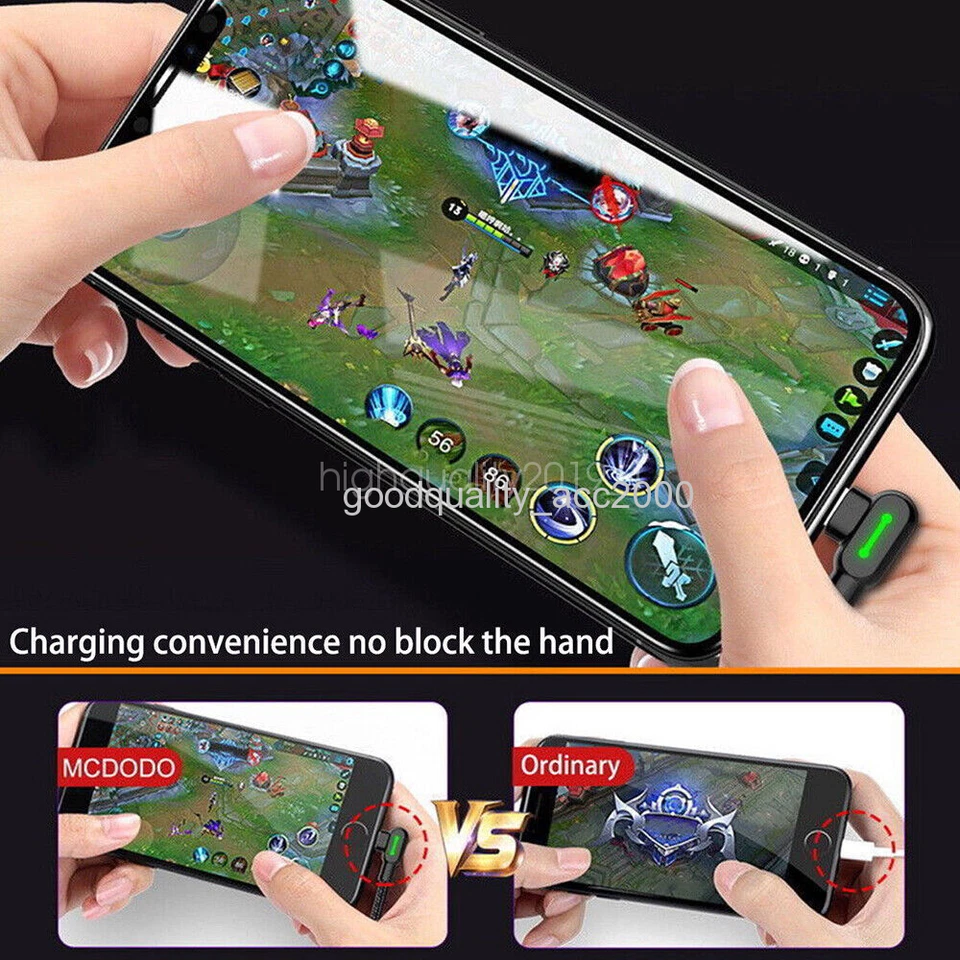 MCDODO 90 Degree Right Angle for iPhone Type C Micro Cable Fast Charge 0.5m - 3m - Image 3 of 4