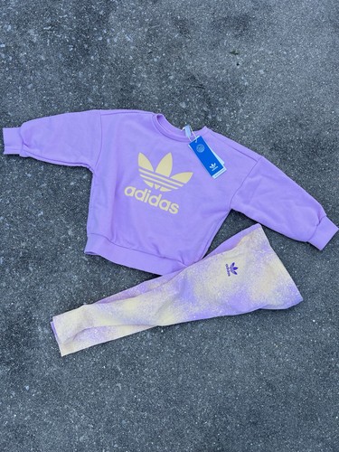 Adidas Graphic Logo Crew Kid's Girl's Size 2XS Set Sweatshirt & Leggings #945 - Picture 2 of 8