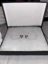 Vintage Pince-Nez Glasses Rimless Antique Eyewear Spectacles