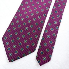 Brooks Brothers Makers Silk Tie Burgundy Medallion Geometric Made in USA Mens