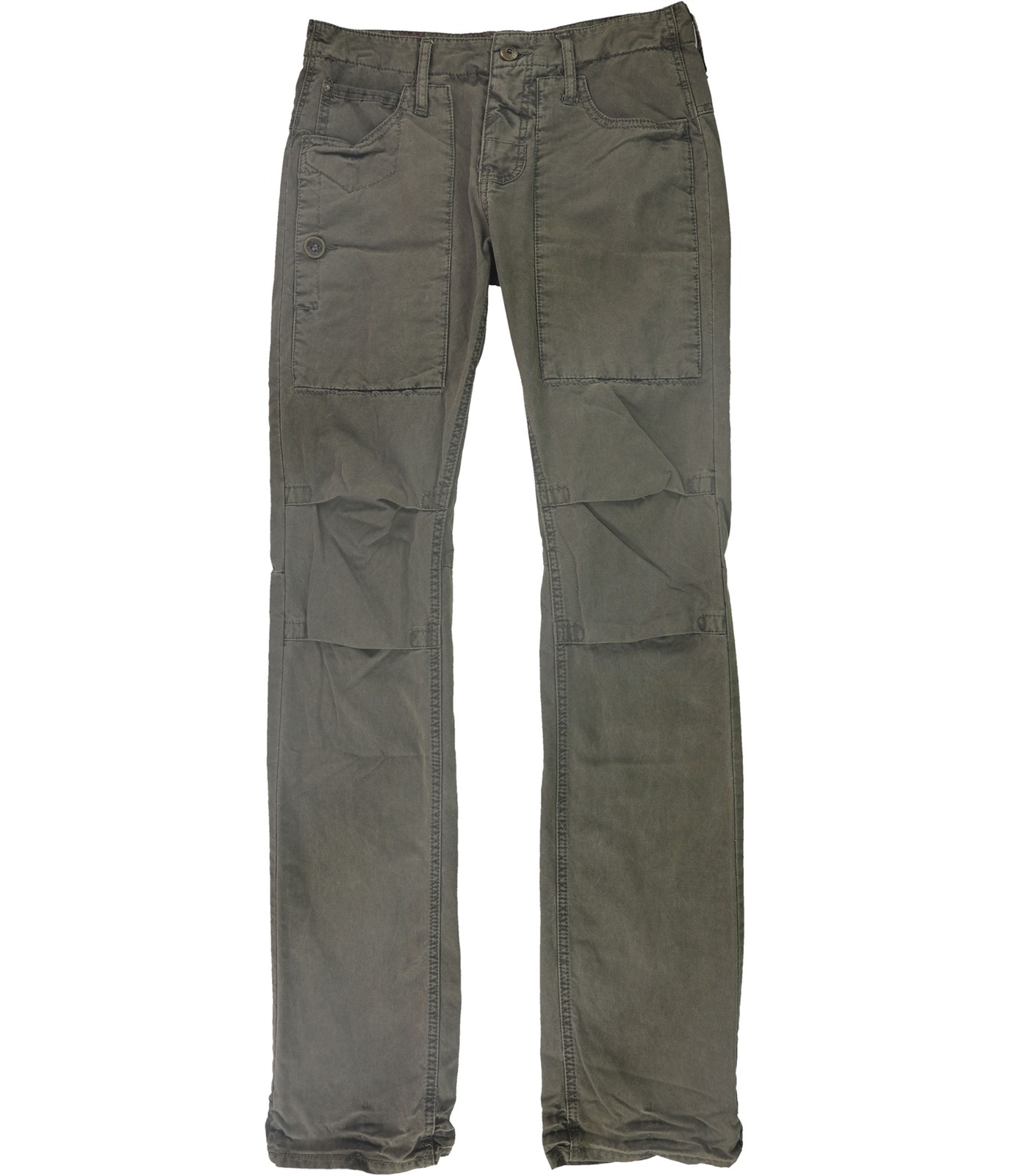Rogue State Mens Button Fly Casual Cargo Pants, Green, 29W x 32L