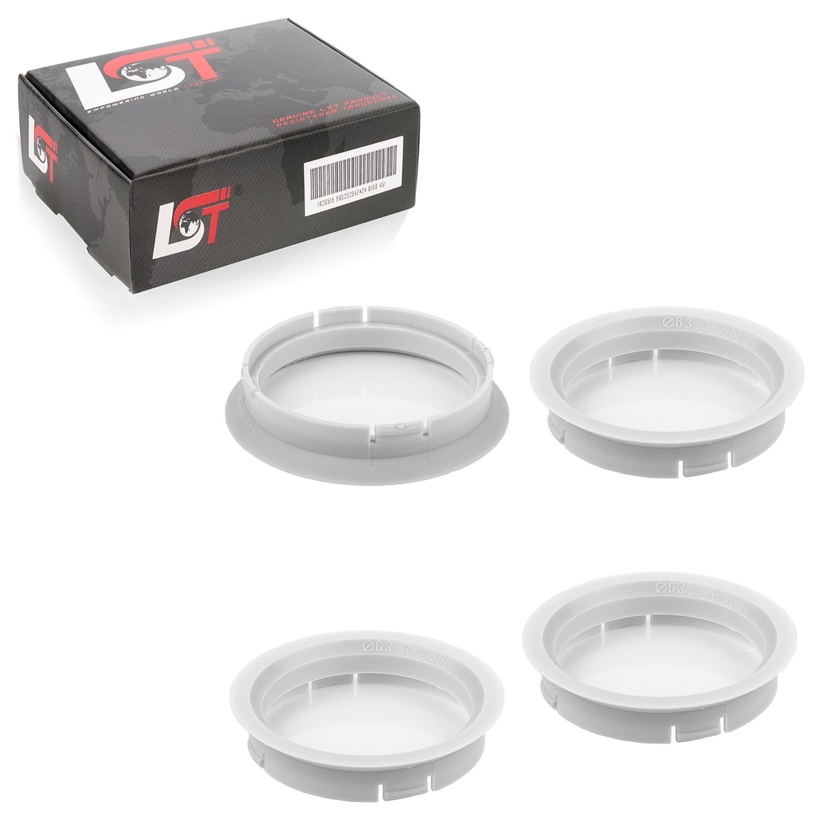 4x Distance Rings Centering White Alloy Wheels Ø 63,3 MM - Ø 56,1 for Fiat