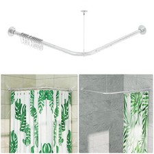 L Shaped Shower Curtain Rod, Adjustable 23.81"-53.15" x 23.81"-53.15", Silver...
