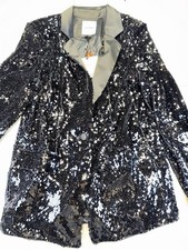 Extro  Vert Black Sequin Blazer Jacket Women  s Size S NWT Party Evening Sparkle